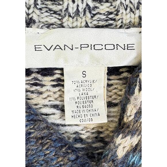 Vtg Evan Picone Fair Isle Chunky Knit Wool Blend Cardigan -Toggle Buttons Sz S - Picture 9 of 11